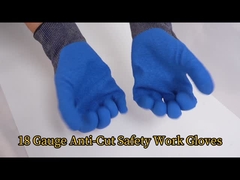 18 Gauge Anti Cut ANSI Cut A4 Blue Latex Coated Good Grip Gardening Construction Gloves