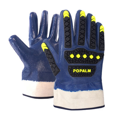 Waterdicht ademend Comfortabel tegen botsing TPR Blauw Nitril Veiligheidsmanchet Arbeidsbeschermingshandschoenen