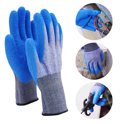 Blauwe latex handschoenen voor het werken met palmbomen, snijbestendige ANSI A4 snijhandschoenen voor bouwwerkzaamheden