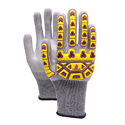 13 Gauge HPPE Impact Protection Tpr handschoenen met PU Palm Coating Cut Abrasion Slip Resistance
