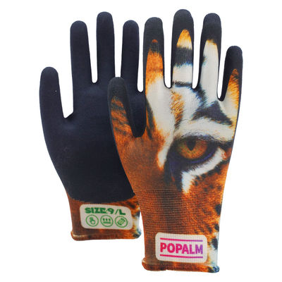 Popalm Unisex Animal Print Tuinhandschoenen 15gauge Latex Palmcoated Werkhandschoenen voor alle taken