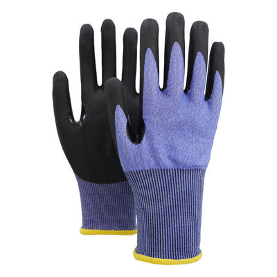 18 Gauge A5 Cut Resistant Foam Nitrile Touchscreen Gloves With Blue Liner And Thumb Reinforcement