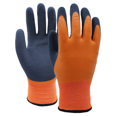 15 Gauge Double Dipped Latex Gloves With Fleece Lining Thermal Work Gloves